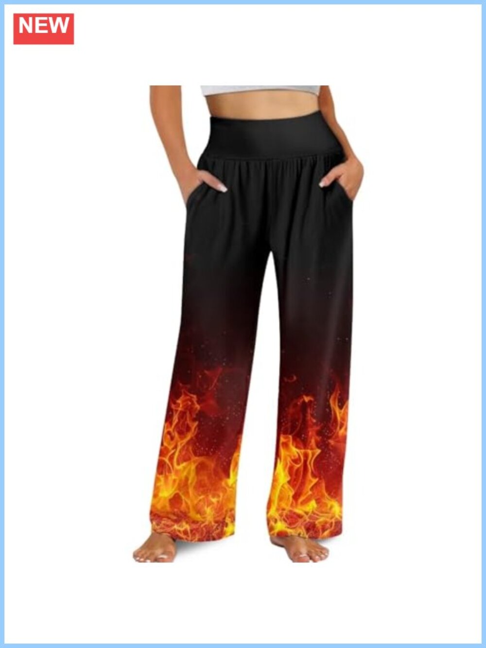 Women's Wide Leg Palazzo Lounge Pants Elastic High Waist with Pockets